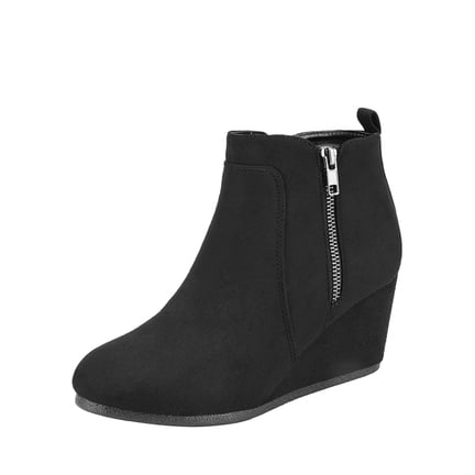 Black wedge booties low heel shop